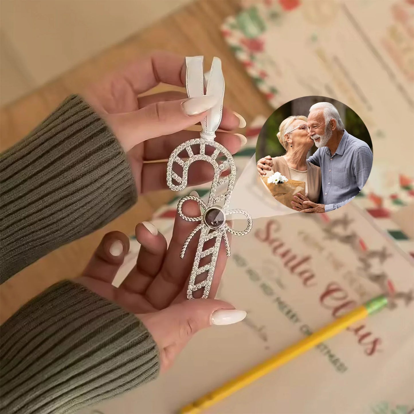 Adorno Bastón Dorado con Foto Personalizada