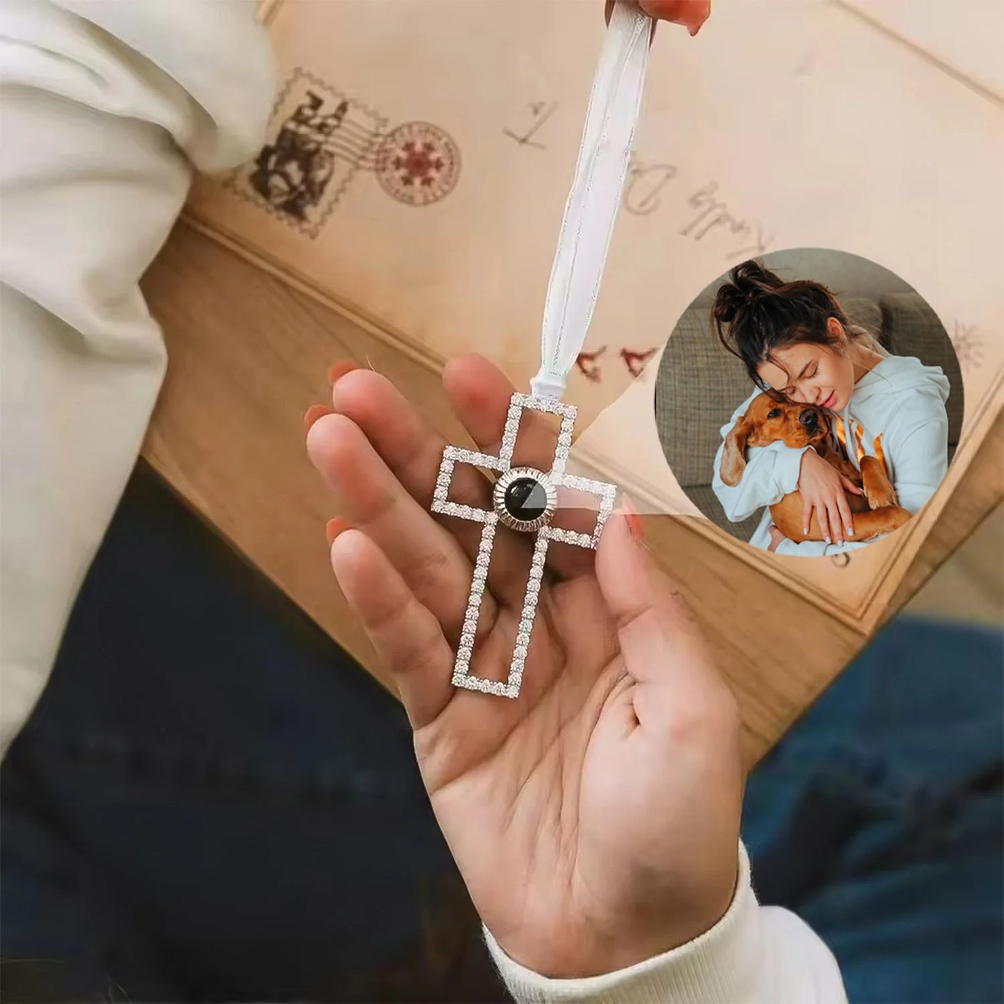 Adorno Cruz del Recuerdo con Foto personalizada