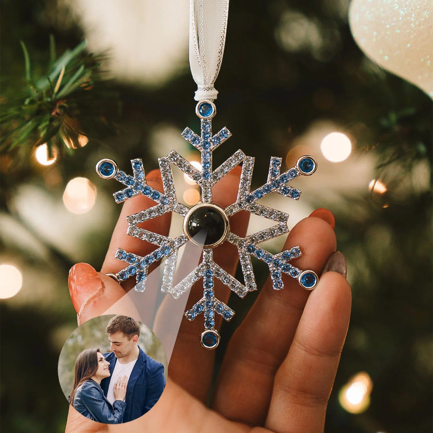 Adorno Copo de Nieve con Foto Personalizada