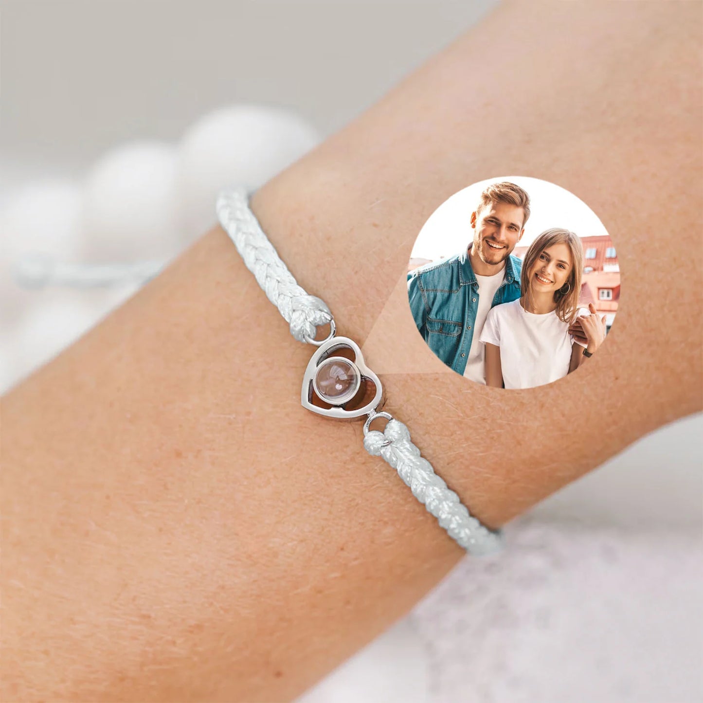Pulsera trenzada Corazón con Foto personalizada