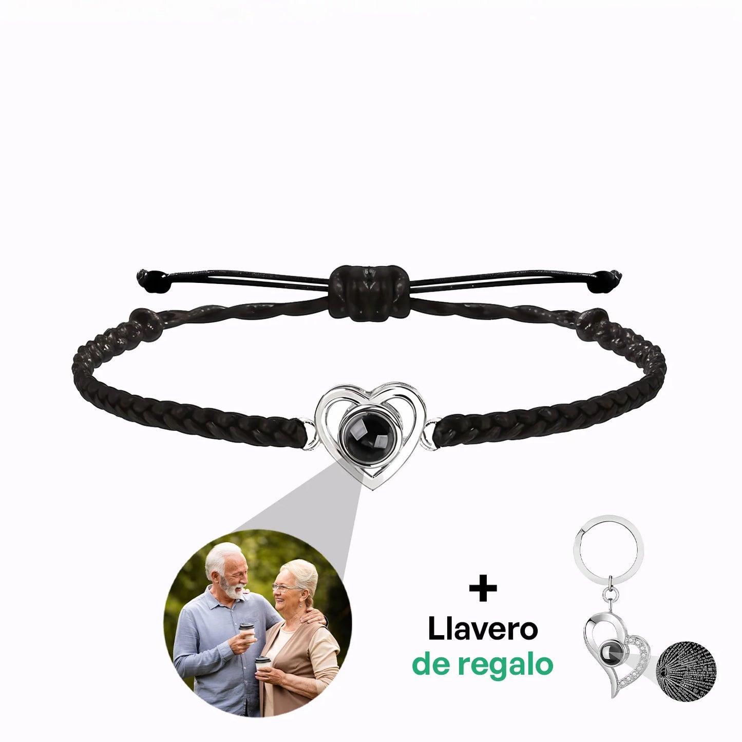Pulsera trenzada Corazón con Foto personalizada