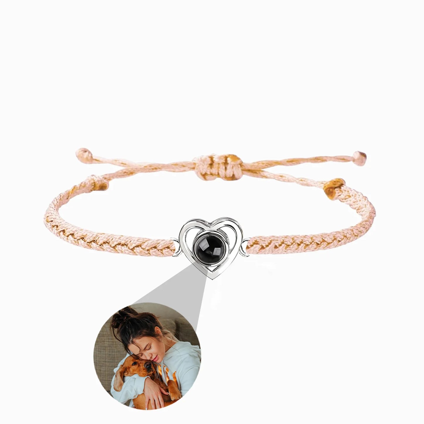 Pulsera trenzada Corazón con Foto personalizada
